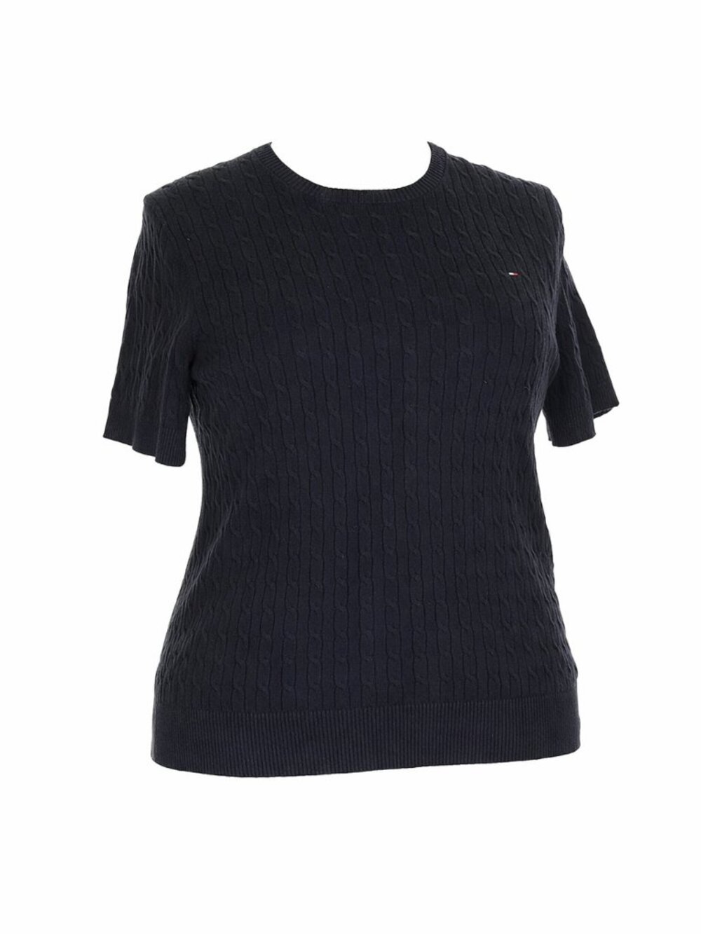 TOMMY HILFIGER DARK NAVY BLUE SHORT SLEEVE CABLE  KNIT SWEATER XXL